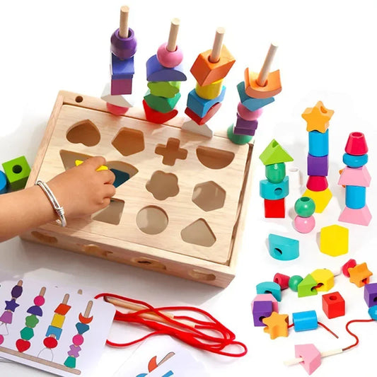 Jeu Montessori 5 en 1 - Jouet éducatif en bois pour enfants